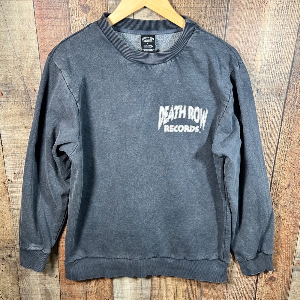 Death Row Records Charcoal Acid Wash Doberman Graphic Sweatshirt Snoop Dogg L